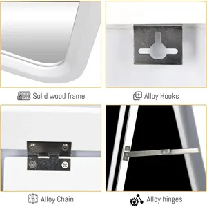 Piso de madera maciza grande de alta calidad de lujo personalizado/Espejo de longitud completa de montaje en pared con marco de madera - Product Image 3