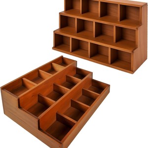 Woodaholic 3 Tier Stepped Wooden <b>Storage</b> <b>Tray</b> Multi Compartment Organizer For Desk Home Office Makeup Beauty Items - Product Image 5