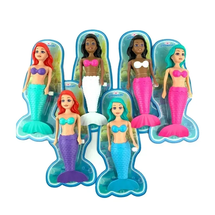 Yeni mini yaz banyo oyuncakları mermaid banyo oyuncakları rüzgar up plastik mermaid su oyuncakları yaz için