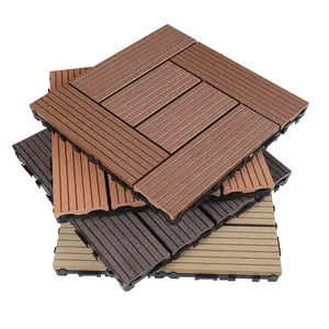 China Supplier Custom 30X30Cm Diy Wpc Decking Tiles Outdoor Wooden Plastic Composite Interlock Decking Floor Slabs