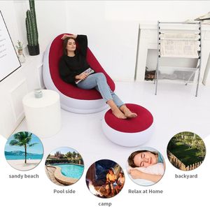 Fauteuil gonflable de luxe avec repose-pieds confortable et pompe, chaise longue gonflable portable pour le camping et la détente à domicile - Product Image 5