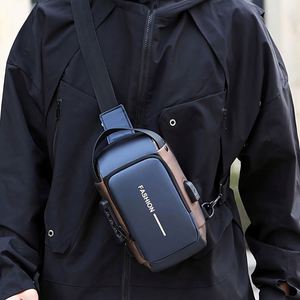 Bolso Bandolera de Pecho para Hombre, Impermeable, de Tela Oxford, Antirrobo, con USB, para Viajes de Primavera/Verano - Talla Pequeña - Product Image 3