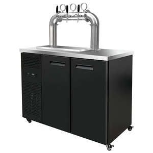 Máquina de Cerveza de Barril en Forma de T de Acero Inoxidable Personalizada con 4 Grifos, Refrigerador de Barriles de Doble Puerta Refrigerado para Hostelería - Product Image 2