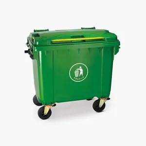 Bán buôn en840 4-Wheels 660L Nhựa công nghiệp di động rác thải dumpster bin Thùng rác có thể