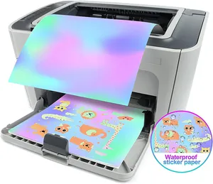 Mesin Printer Hologram kertas A4 stiker perekat cetak tahan air kertas A4 untuk Printer Laser Inkjet