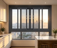 Ventanas y Puertas Modernas de Aleación de Aluminio en Oferta, Vidrio Templado Doble, Ventana Corredera Horizontal, Pantalla Plegable para Sala de Estar y Cocina