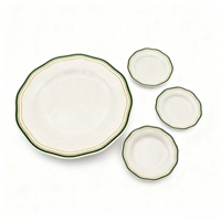 Ligne verte Plat poli en mélamine jetable en céramique de style traditionnel écologique Bord irrégulier pour plusieurs fêtes