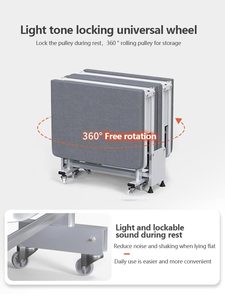 Fabrika toptan Modern ofis katlanır yatak yatak katlanabilir taşınabilir Metal yatak yetişkinler için öğle yemeği için tekerlek ile tek yatak - Product Image 5