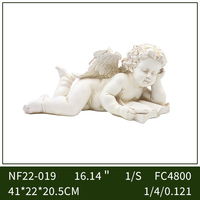 Statue de chérubin couché en résine lisant un livre, figurine d'ange blanc antique, sculpture décorative de jardin