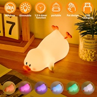 Lampe de table en silicone souple et mignonne pour le salon, veilleuse de canard, bouton de couleur blanc chaud 5V et commande tactile