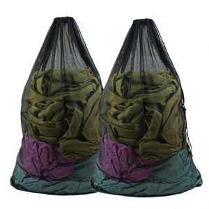 Grand sac à linge en filet pliable et réutilisable avec cordon de serrage pour machine à laver, idéal pour les voyages, l'hôtel et la maison - Product Image 3