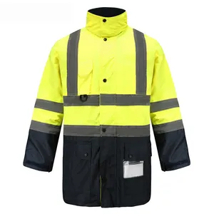 HBC 5 in 1 demonte ceket 100% Polyester Oxford su geçirmez yansıtıcı yağmurluk yüksek görünürlük sıcak iş elbiseleri
