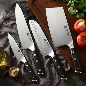 XINZUO moderno professionale tedesco 1.4116 coltelli da cucina in acciaio manico in legno di ebano naturale Set di coltelli da cuoco