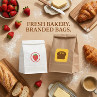 Bolsas de Papel Kraft Personalizadas, Bolsas de Papel para Alimentos, Bolsas de Papel para Pan, Bolsas de Papel Promocionales, Logotipo Personalizado Disponible, Directo de Fábrica