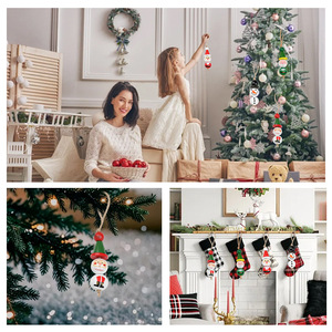 Ensemble de perles en bois de Noël, 225 pièces avec corde en chanvre pour décorations DIY et décorations d'arbre - Product Image 4