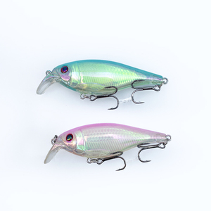 Leurre dur rose et blanc Minnow 80mm 12.8g à coulée lente pour pêche en eau moyenne avec hameçons triples - Product Image 1
