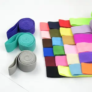 Wholesale 15mm Spandex Bright Foldover Elastic Band Fold Over Elastic Printed Ribbon Sewing Stretch Elastic Trim