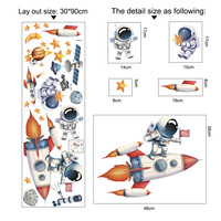 Autocollant mural auto-adhésif dessin animé astronaute spatial fusée bébé