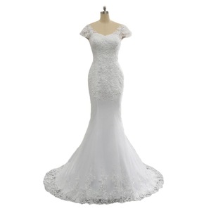 Backless Lace Mermaid Wedding Dress Sweetheart Neckline Cap Sleeve White Polyester Fiber Natural Waistline 2026 New Style - Product Image 5