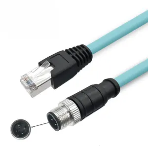 Profinet Kommunikationskabel M12 Männlich 8 Stiftschlüssel D codiert auf RJ45 Industrie-Netzwerk-Kabel Ethernet-Kabel kompatibel für KEYENCE