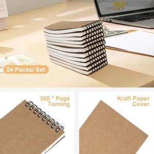 24-Gói văn phòng phong cách mini máy tính xách tay 3x5 xoắn ốc notepads lót Đại Học Cai Trị giấy nhỏ kích thước bỏ túi cho nhà trường đại học làm việc - Product Image 3