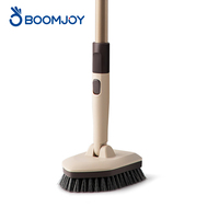 Brosse de nettoyage de sol polyvalente en PP avec tampon de récurage remplaçable et manche télescopique long pour salle de bain carrelée