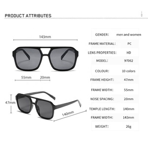 Gafas de Sol de Piloto a la Moda para Mujer Estilo Vintage con Doble Puente y Lente Amarillo, Gafas de Sol en Tendencia para Dama con Protección UV400 - Product Image 4