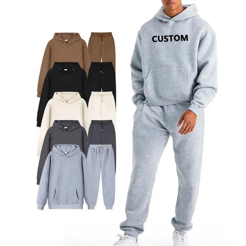 Set di felpe e pantaloni da jogging invernali in cotone personalizzato di qualità Premium