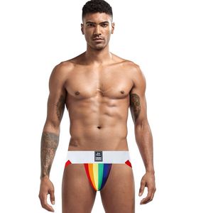 <span class=keywords><strong>Perizoma</strong></span> Jockstrap a righe arcobaleno personalizzato biancheria intima Sexy Gay da <span class=keywords><strong>uomo</strong></span> realizzata con materiali di <span class=keywords><strong>cotone</strong></span> tipo classico - Product Image 2