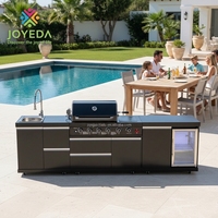 JOYEDA Armoires de cuisine modulaires d'extérieur en acier inoxydable avec évier, robinet et charnières – Design moderne, résistant aux intempéries