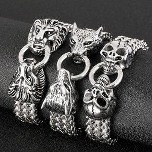 Pulsera de malla de hip hop, brazalete de lobo negro, acero inoxidable <span class=keywords><strong>2022</strong></span>, novedad de 316 - Product Image 5