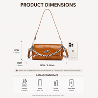 Tas Selempang Kulit PU Vintage Warna Solid Grosir untuk Wanita, Tas Tangan Rantai Crossbody, Dompet Flap Retro, Tas Ketiak Fashion, Custom