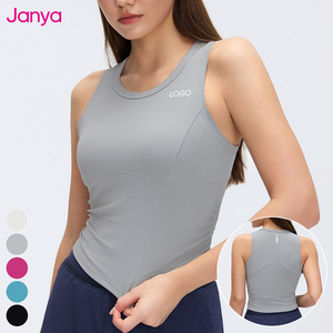 Top da Yoga Janya di Alta Qualità per Donna, Abbigliamento Sportivo Tinta Unita, Canotta Senza Maniche con Reggiseno Integrato per <span class=keywords><strong>Palestra</strong></span> e Fitness - Product Image 1