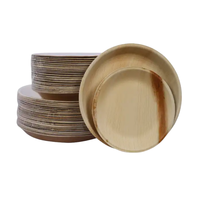 Vaisselle jetable en feuille d'areca en bambou Vaisselle Couverts Assiettes robustes en feuille de palmier