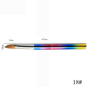 แปรงอะคริลิคด้ามสีรุ้ง ขนโคลินสกี้แท้ 100% พร้อมโลโก้สั่งทำ อุปกรณ์ทำเล็บอะคริลิคสำหรับมือใหม่และใช้ในร้านเสริมสวย - Product Image 4