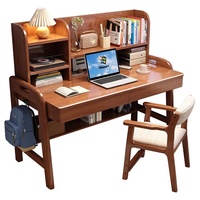 Bureau d'étude en bois massif pour enfants avec étagère Bureau d'ordinateur intégré Maison Bureau d'écriture étudiant réglable simple