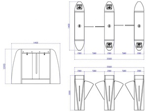 QRコードアクセス制御システム歩行者用回転式バリアゲート304ステンレス鋼製テールゲート黒ベーキングペイントRFIDカード - Product Image 3