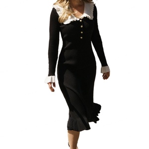 Vente en gros de robes à volants en tricot de haute qualité, robes pull, nouvelle collection automne-hiver, fabrication sur mesure OEM - Product Image 5