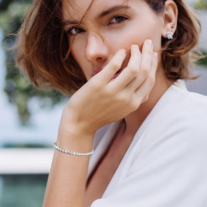 Bracciale Tennis in Moissanite Placcato Oro Bianco 18k in <span class=keywords><strong>Argento</strong></span> 925 da 3mm Taglio Rotondo <span class=keywords><strong>D</strong></span> VVS GRA per Uomo Donna Regalo Compleanno Anniversario - Product Image 4