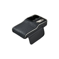 Coussin de boîte d'accoudoir de voiture multifonctionnel en cuir absorbant la lumière ambiante, avec support surélevé, porte-gobelet et rangement pour téléphone portable