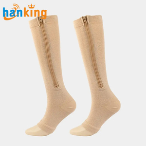 Calcetines de compresión unisex de alta elasticidad Medias con cremallera lateral Protección de piernas Prevención de venas varicosas y circulación mejorada - Product Image 2