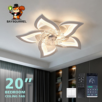 Ventilateur de plafond à profil bas de 20 pouces, style floral, avec télécommande et application, 6 vitesses, intensité variable, minuterie, 110V, pour petite chambre, salon, cuisine