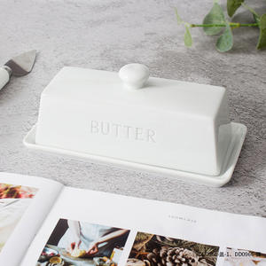 Plato de Mantequilla de Cerámica Personalizado Rectangular con Tapa Abatible para Servir Café y Té en Hoteles, Regalo Empresarial - Product Image 4