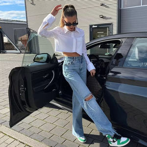 SHENZHU 2022 all'ingrosso della nuova maglietta da <span class=keywords><strong>donna</strong></span> a otto colori Top francese con risvolto largo all'ombelico Chic Top 8567210 - Product Image 5