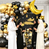 Bannière Joyeux Anniversaire, Décorations de Fête, Kit Arche de Ballons Noirs et Dorés, Ballon Chiffre en Aluminium