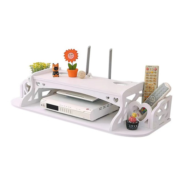 PVC Modern Multifunction Wall Rack Punching Wall-Mounted Shelf Storage Box for Living Room Router Wireless WiFi Set-Top Box