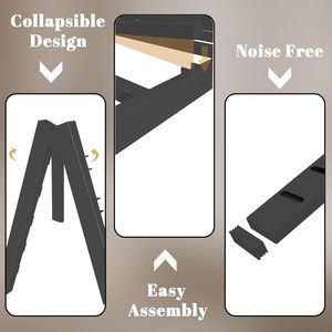 Металлическая кровать 6 дюймов, черная, усиленная, из стали, с платформенной подставкой, не требует пружинного блока, бесшумная, простая сборка - Product Image 6