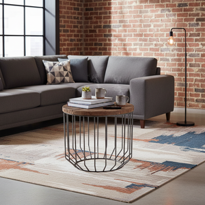Table basse pliable et extensible de style industriel moderne en bois massif et métal pour salon, mobilier et décoration intérieure - Product Image 3