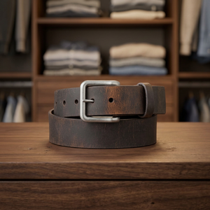 Men's Vintage Cow Hide Square Pin Buckle Steel Eco-Friendly Waterproof Heavy-Duty 3D Design High Strength Belt for Jeans Office - Product Image 1