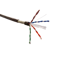 Cable de Red UTP Cat 6 Ethernet de 0.52mm Sin Blindaje BC (Cobre Desnudo) para Exteriores con Doble Cubierta Negra, 4 Pares, Cable LAN para Panel de Conexiones